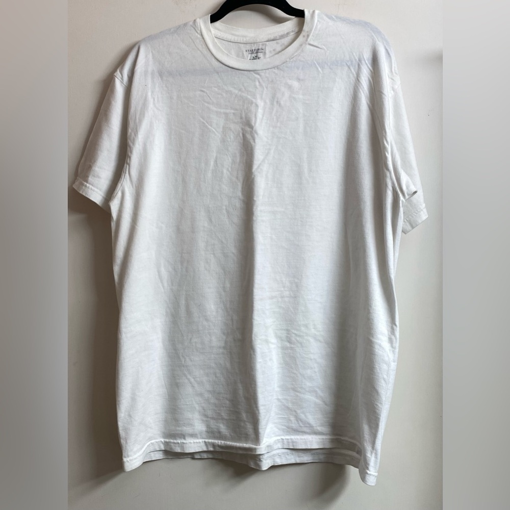 Stafford Men's Large Tall Classic Fit White performance Short Sleeve T-Shirt New - Picture 2 of 4